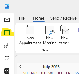 Calendar icon in Outlook